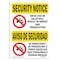 Signmission OSHA Security Sign, 10" Height, 14" Width, Rigid Plastic, Drug Use Or Sales Bilingual, Landscape OS-SN-P-1014-L-11521 - alternate 1